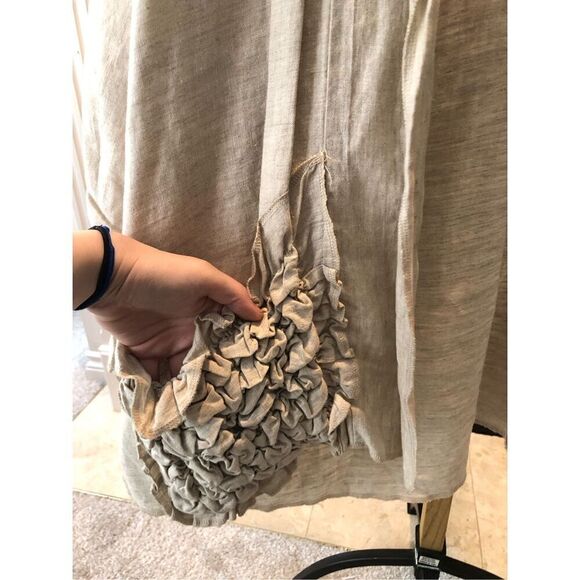 Linda Lundstrom Women’s Natural Linen Beige Tan Shawl Cardigan Jacket Size 12 - Picture 4 of 7